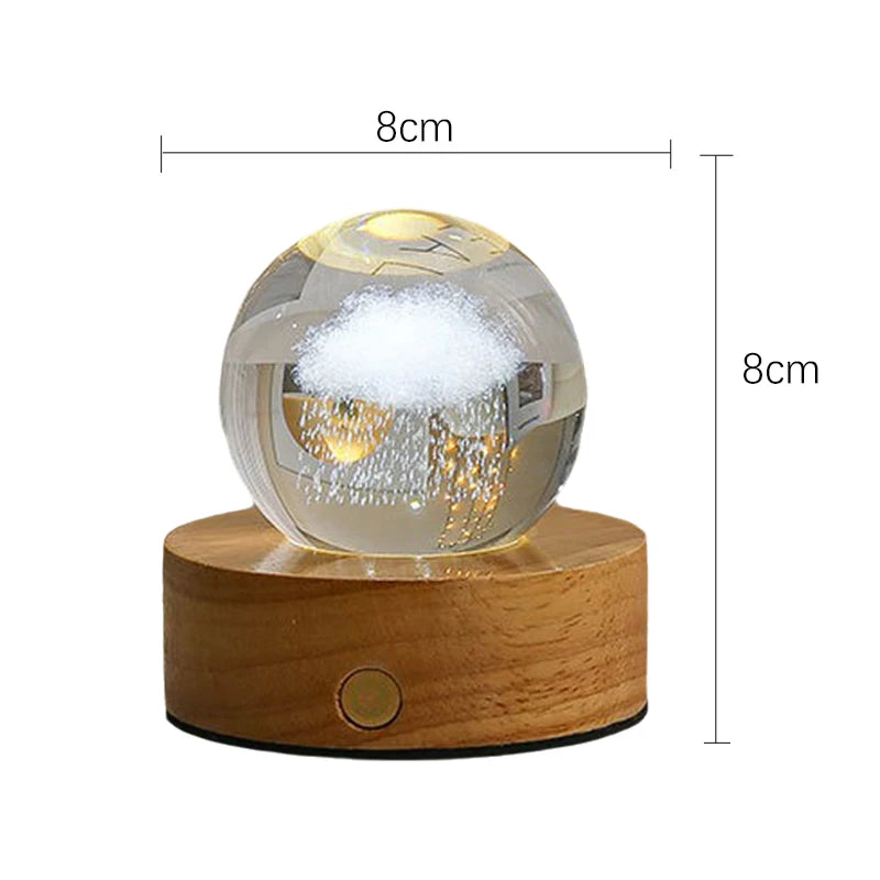 6cm 3D Crystal Ball Crystal Planet Night Light Laser Engraved Solar System Globe Astronomy Birthday Gift Home Desktop Decoration