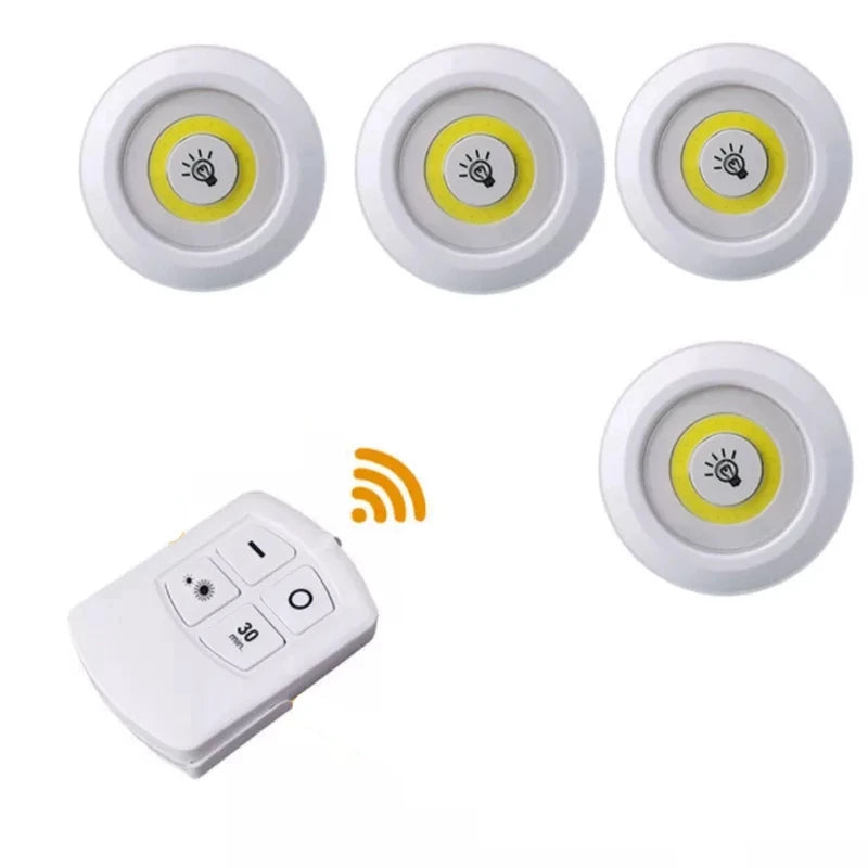 COB Under Cabinet Light LED Wireless Remote Control Dimming Wardrobe Night Lamp Home Kitchen Bedroom Bedside Lamps