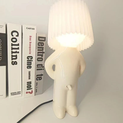 Claeted Naughty Boy Creative Table Lamp Unique LED Pleats Reading Lighting Bedroom Bedside Night Light Children's Gift