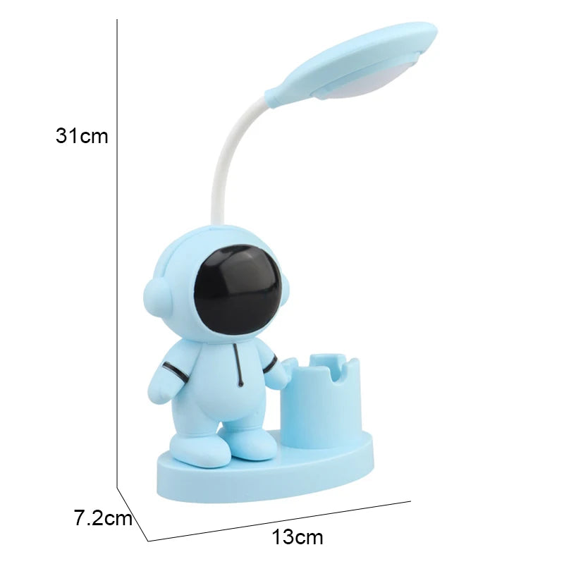 Creative Cute Astronaut Flexible Led Study Desk Lamp with Pencil Sharpener Bedside Color Adjust Table Lamp for Kids Student Room