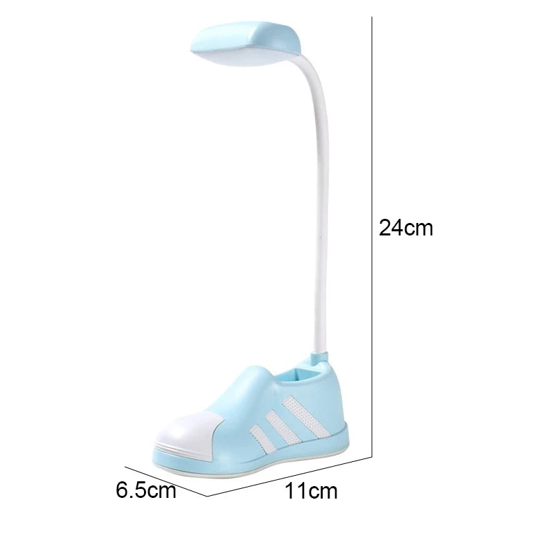 Creative Cute Boot Flexible LED Study Desk Lamp with Phone Holder Bedside Color Adjust Table Lamp for Kids Student Room