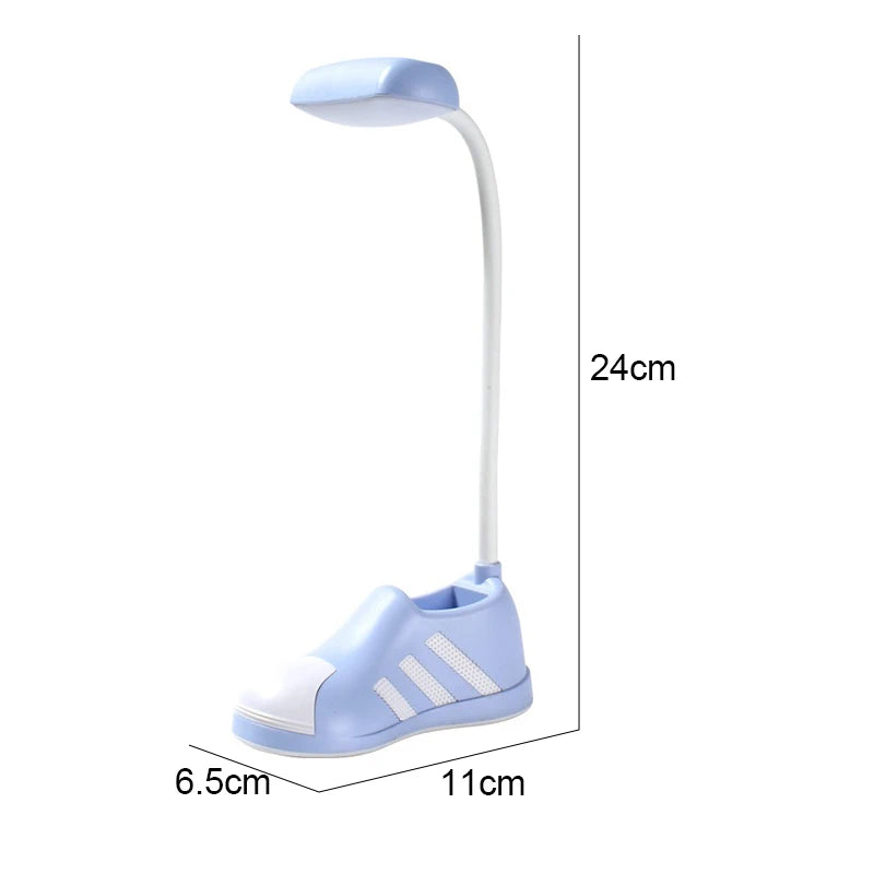 Creative Cute Boot Flexible LED Study Desk Lamp with Phone Holder Bedside Color Adjust Table Lamp for Kids Student Room