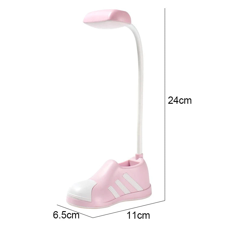 Creative Cute Boot Flexible LED Study Desk Lamp with Phone Holder Bedside Color Adjust Table Lamp for Kids Student Room