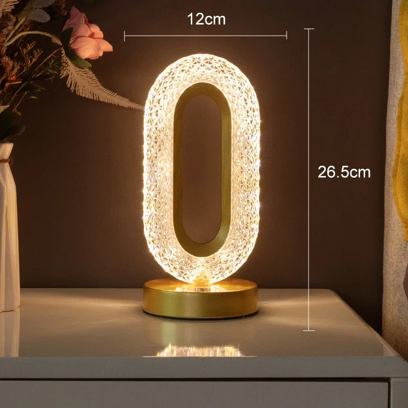 Crystal LED Table Lamp Stepless Dimming Rechargeable Touch Switch Remote Control Bedside Light Living Room Decoration Desk Lamp