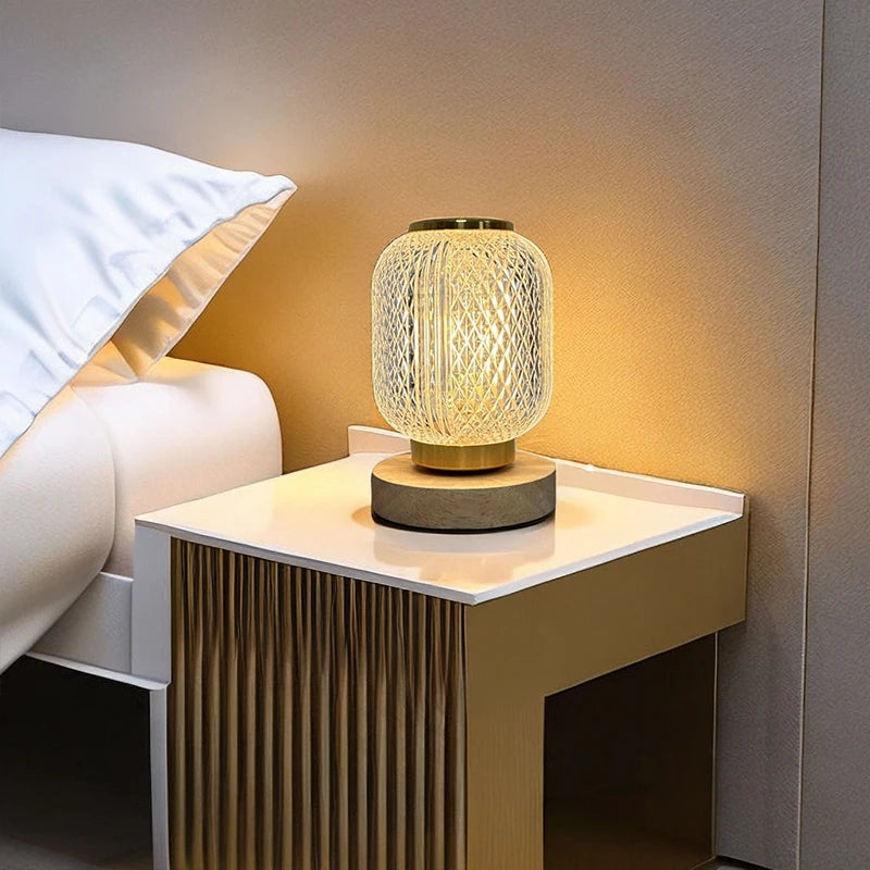 Crystal LED Table Lamp Stepless Dimming USB Charging Touch Switch Remote Control Bedside Light Living Room Decoration Desk Lamp