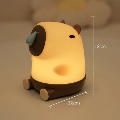 Cute Capybara Light Night Lights USB Rechargeable Capybara Shape Touch Control Soft Silicone Lamp for Kids Adult Gifts