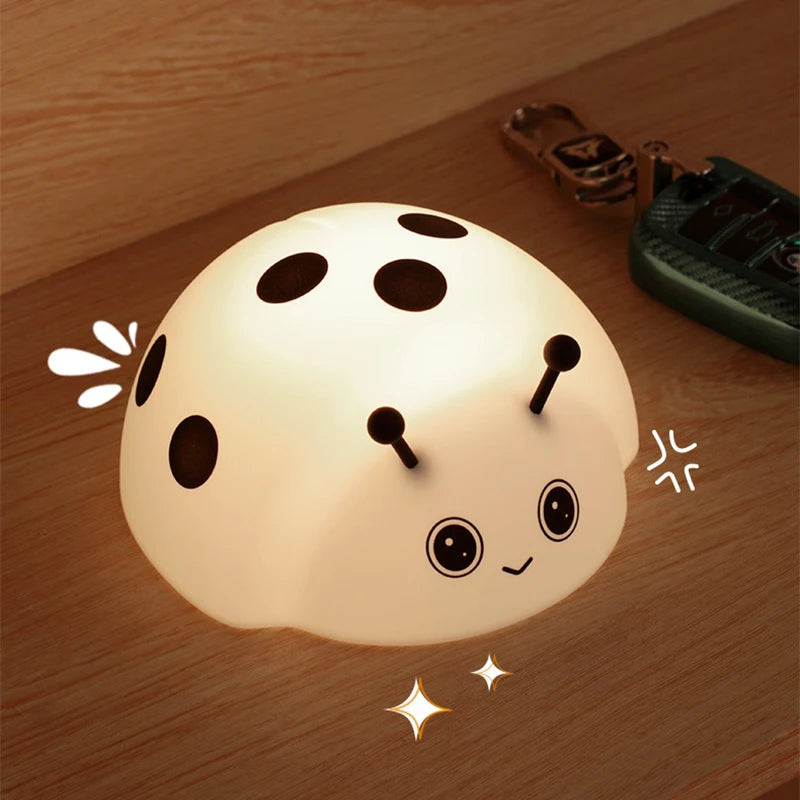 Cute Ladybug Light Night Lights USB Rechargeable Capybara Shape Touch Control Soft Silicone Lamp for Kids Adult Gifts