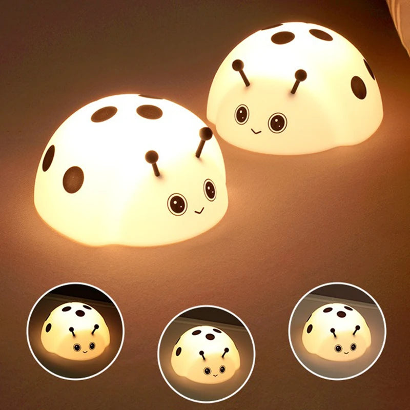 Cute Ladybug Light Night Lights USB Rechargeable Capybara Shape Touch Control Soft Silicone Lamp for Kids Adult Gifts