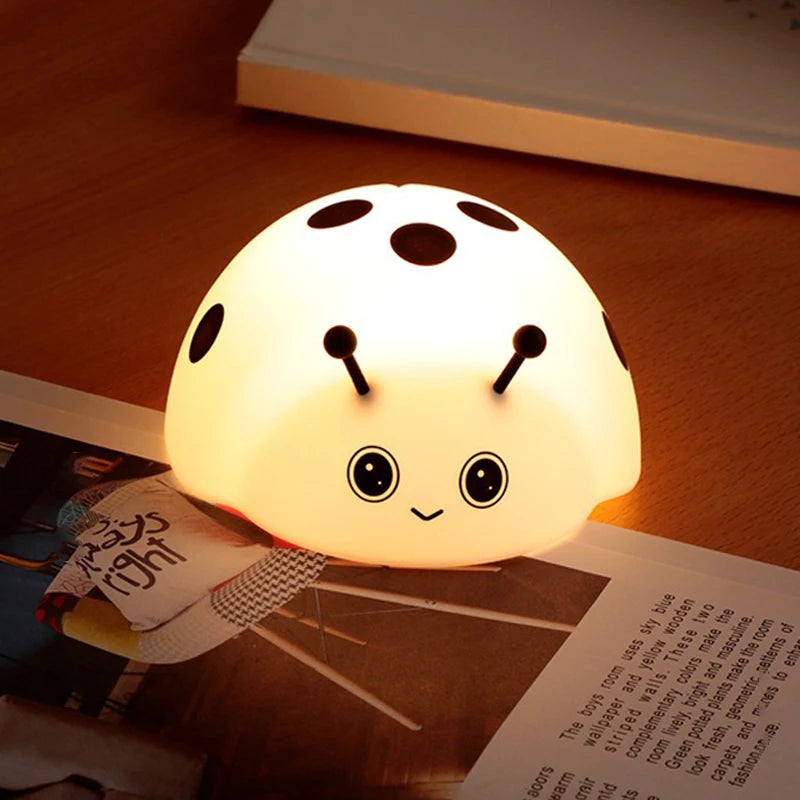 Cute Ladybug Light Night Lights USB Rechargeable Capybara Shape Touch Control Soft Silicone Lamp for Kids Adult Gifts