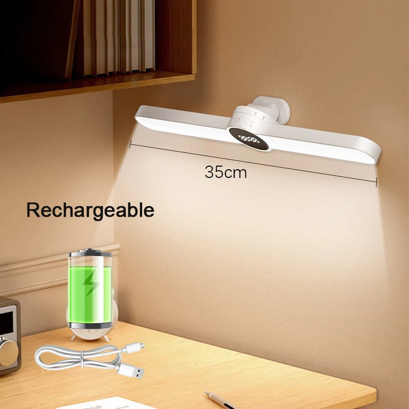 Desk Lamp Hanging Magnetic Clock Table Lamp LED USB Rechargeable Stepless Dimming Cabinet Closet Wardrobe Night Light