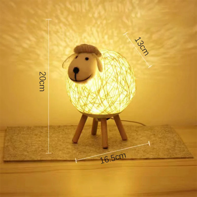 Dimming LEDs Night Light for Kids Cute Sheep Remote Controller Yarn-ball Lampshade Moon Lamp Nursery Lamp USB Baby Night light