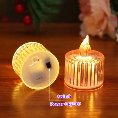 Flameless LED Light Candle LED Crystal Candle Light Transparent Shell Electronic Night Lamp Dating Party Holiday Home Decoration