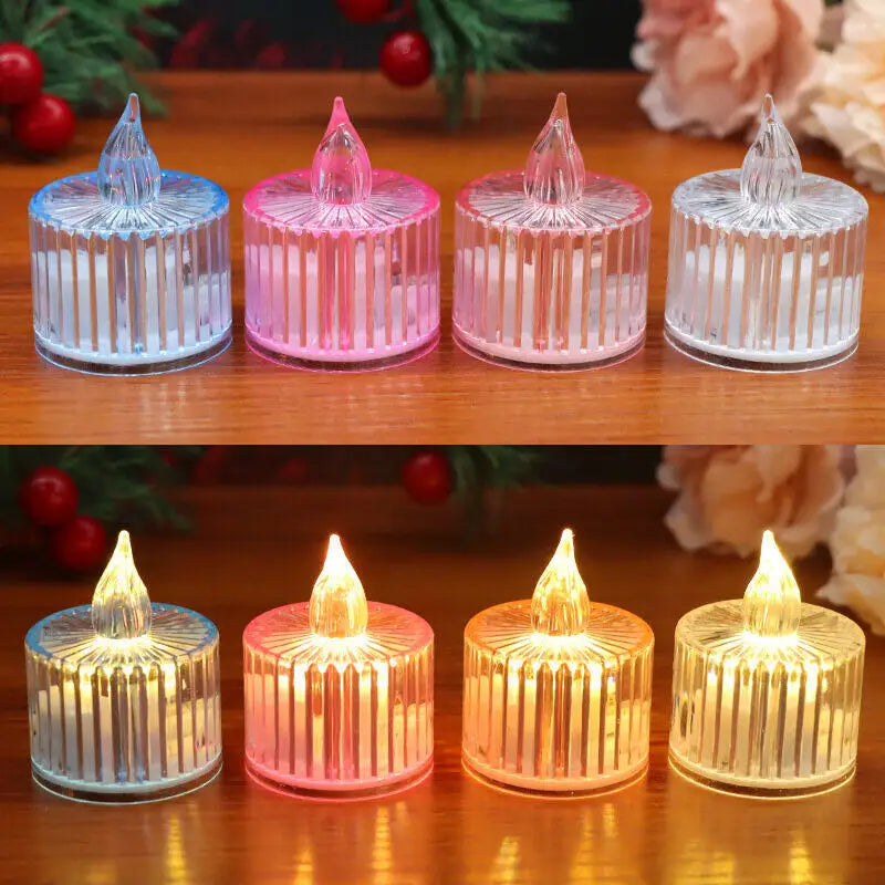 Flameless LED Light Candle LED Crystal Candle Light Transparent Shell Electronic Night Lamp Dating Party Holiday Home Decoration