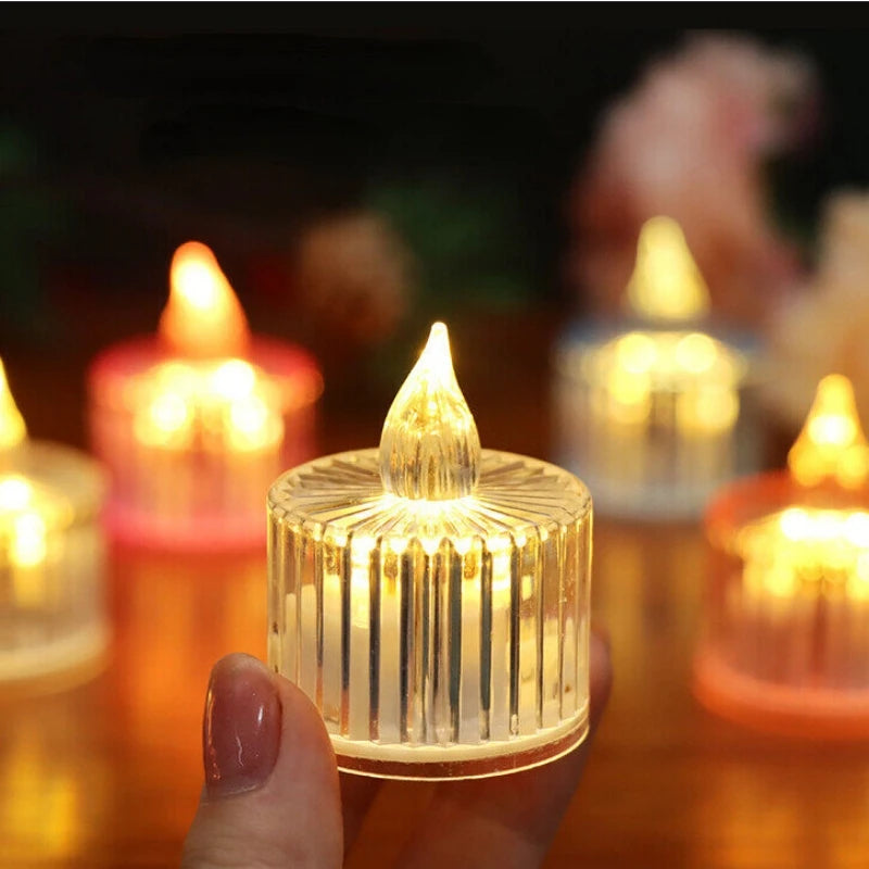 Flameless LED Light Candle LED Crystal Candle Light Transparent Shell Electronic Night Lamp Dating Party Holiday Home Decoration