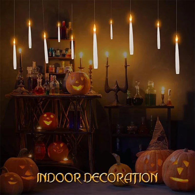 Halloween Decoration Floating LED Candles 10/20Pc Flameless Flicker Candle with Magic Wand Remote Control For Christmas Birthday