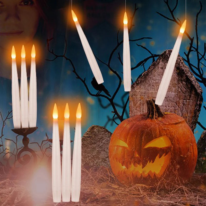 Halloween Decoration Floating LED Candles 10/20Pc Flameless Flicker Candle with Magic Wand Remote Control For Christmas Birthday