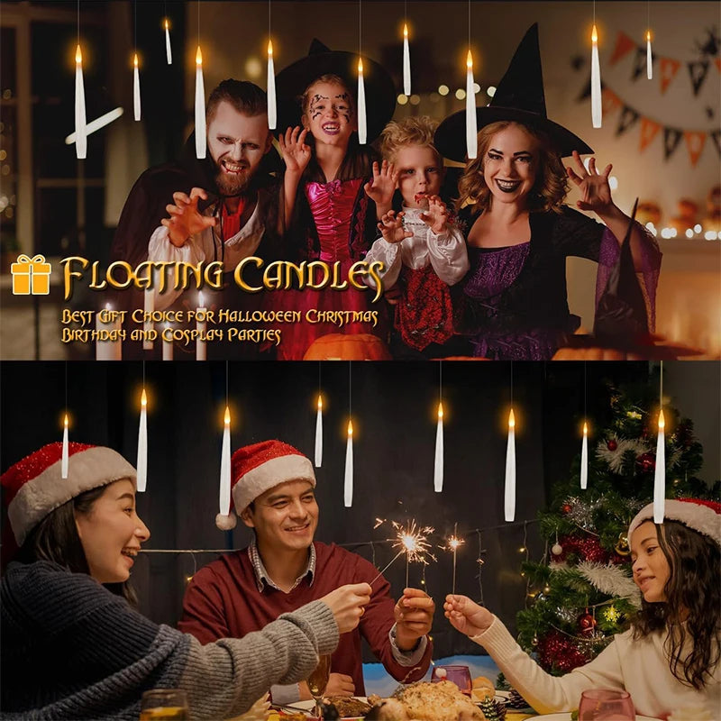 Halloween Decoration Floating LED Candles 10/20Pc Flameless Flicker Candle with Magic Wand Remote Control For Christmas Birthday