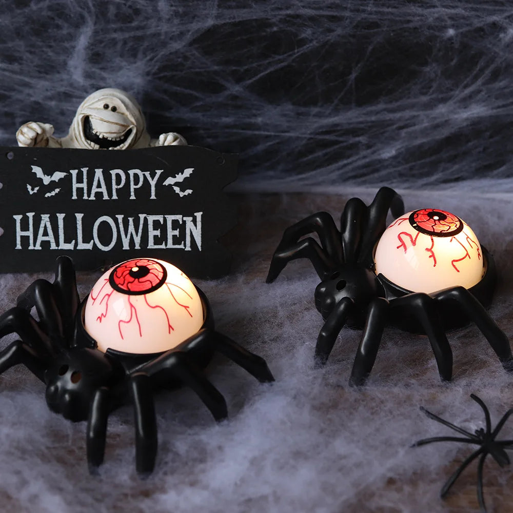 Halloween LED Spider Lighting Ornament Horror Eyeball Skull Lamp Atmosphere Prop Halloween Party Decorations 2024 Home Decor