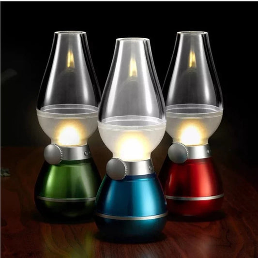 LED Blow Control Retro Night Light USB Rechargeable Desk Lamp Stepless Dimming Portable Lamp