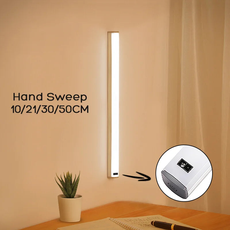 LED Cabinet Light 15/21/30CM Kitchen Wireless Dimming USB Rechargeable Motion/Hand-sweep Sensor Bedroom Wardrobe Night Lamp