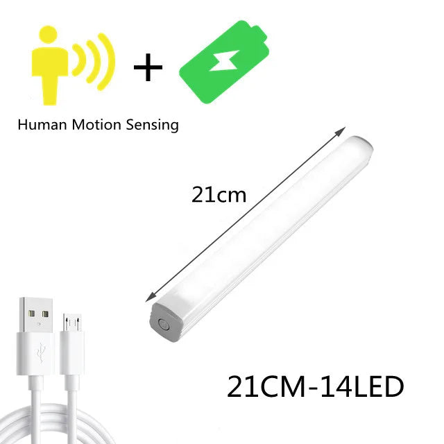 LED Cabinet Light 15/21/30CM Kitchen Wireless Dimming USB Rechargeable Motion/Hand-sweep Sensor Bedroom Wardrobe Night Lamp