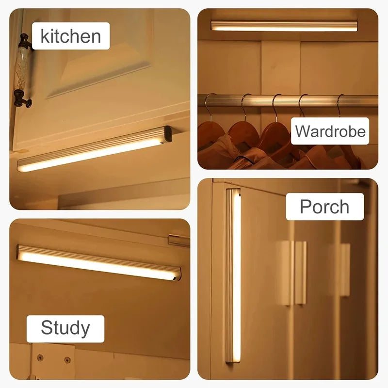 LED Cabinet Light 15/21/30CM Kitchen Wireless Dimming USB Rechargeable Motion/Hand-sweep Sensor Bedroom Wardrobe Night Lamp