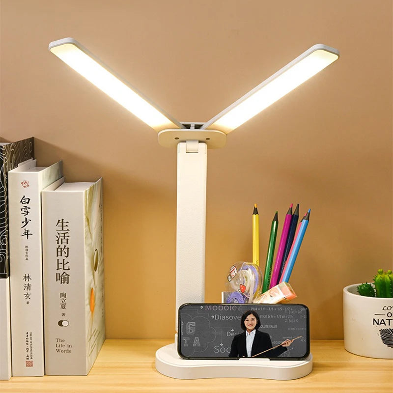 LED Desk Lamp 3 Levels Dimmable Touch Night Light USB Rechargeable Eye Protection Foldable Table Lamp For Bedroom Bedside Desk