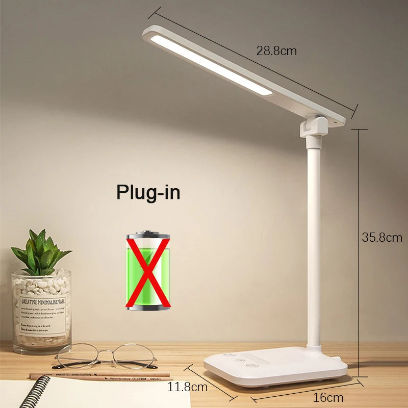 LED Desk Lamp 3 Levels Dimmable Touch Night Light USB Rechargeable Eye Protection Foldable Table Lamp For Bedroom Bedside Desk