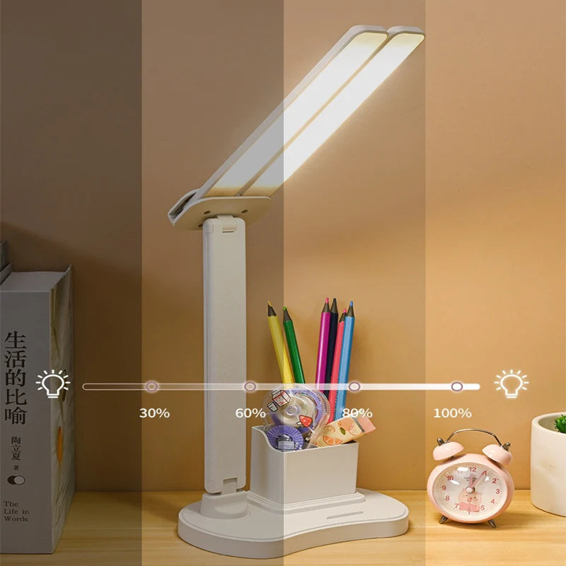 LED Desk Lamp 3 Levels Dimmable Touch Night Light USB Rechargeable Eye Protection Foldable Table Lamp For Bedroom Bedside Desk