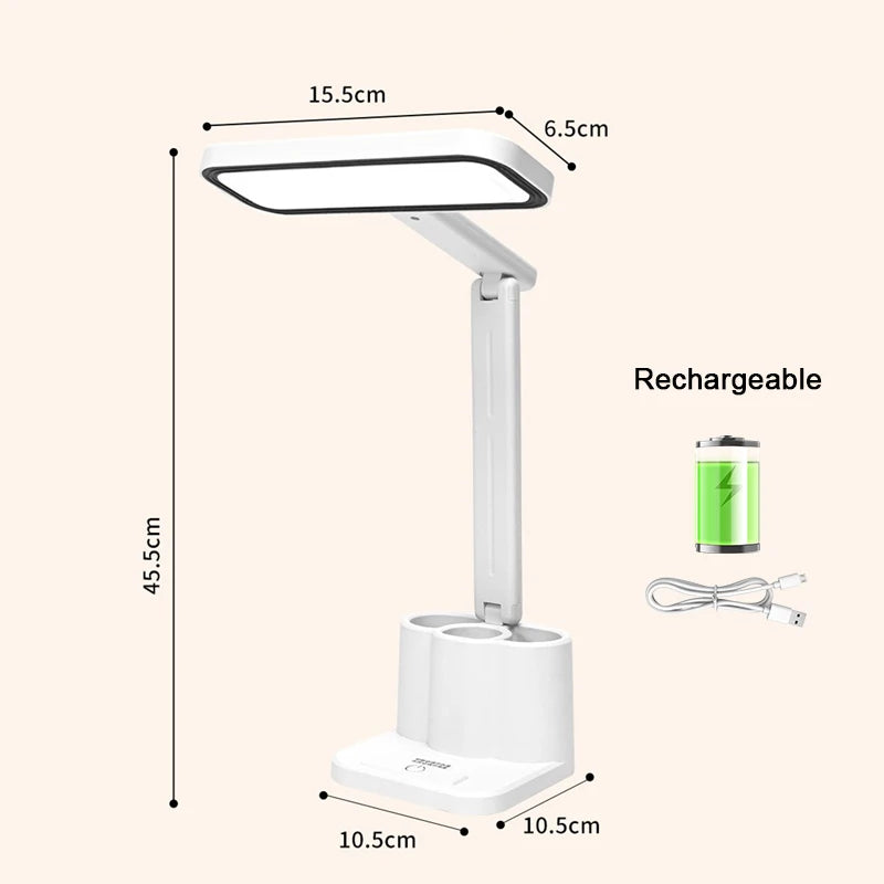 LED Desk Lamp 3 Levels Dimmable Touch Night Light USB Rechargeable Eye Protection Foldable Table Lamp For Bedroom Bedside Desk