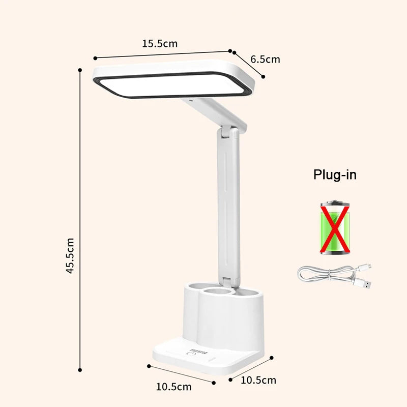 LED Desk Lamp 3 Levels Dimmable Touch Night Light USB Rechargeable Eye Protection Foldable Table Lamp For Bedroom Bedside Desk