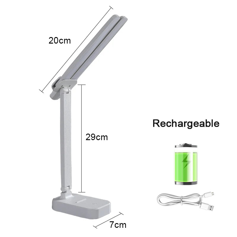 LED Desk Lamp USB Rechargeable Table Lamp 3 Levels Dimmable Touch Desk Lighting Eye Protection Foldable For Bedroom Desk Light