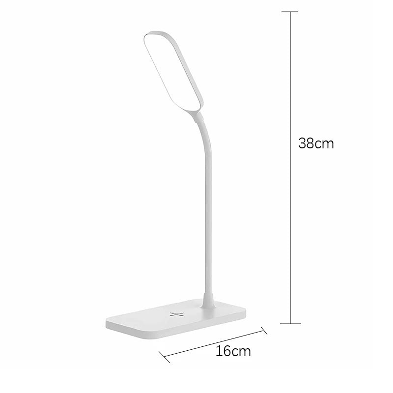 LED Desk Lamp with Wireless Charger and USB Plug in Port Bedside Night Light Touch Dimmable Eye-Caring for Gaming Reading Home