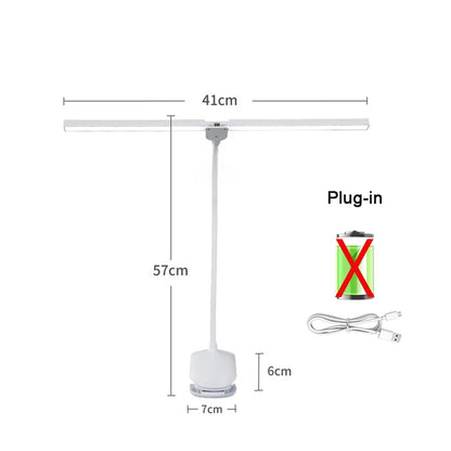 LED Double-headed Reading Table Lamp with Clip Touch Control Dimmable Light Eye Protection for Bedroom Dormitory Study Office