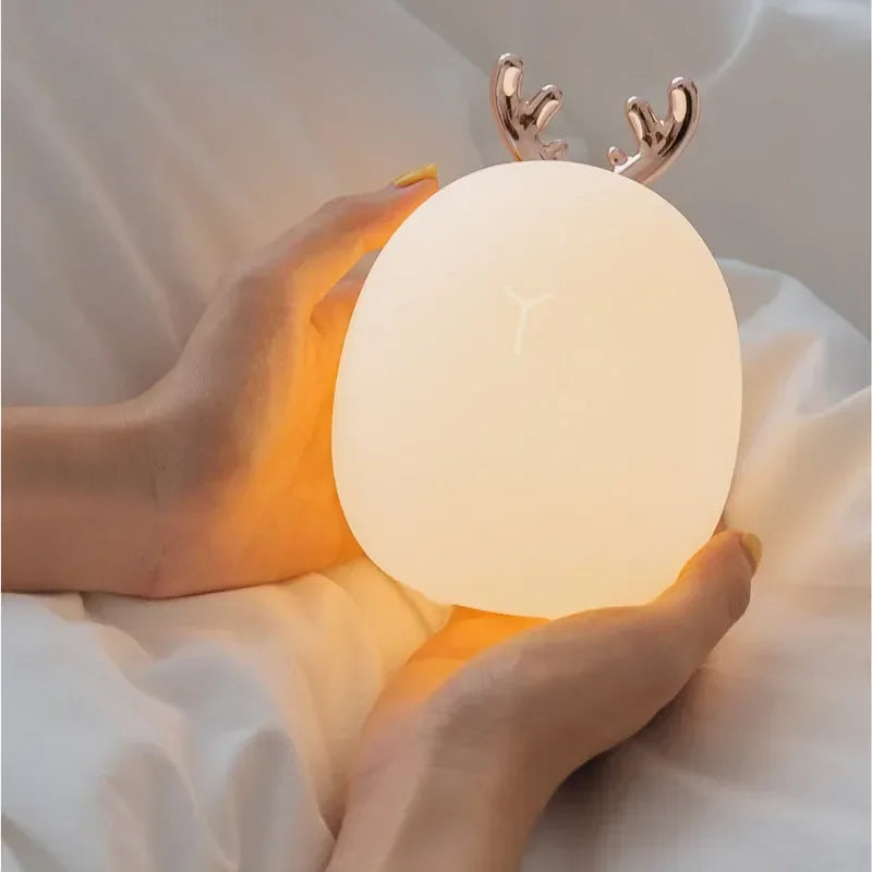 LED Home Deco Night Light USB Silicone Cartoon Animal Bedrooms Bedside Night Lamp Living Room Lighting Desktop Table  Lamps