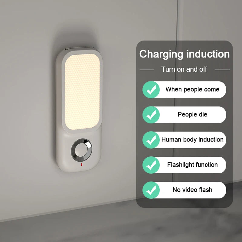 LED Induction Night Light Intelligent Wireless Charging  Plug-In Aisle Corridor Night Bedroom Night Light With Flashlight