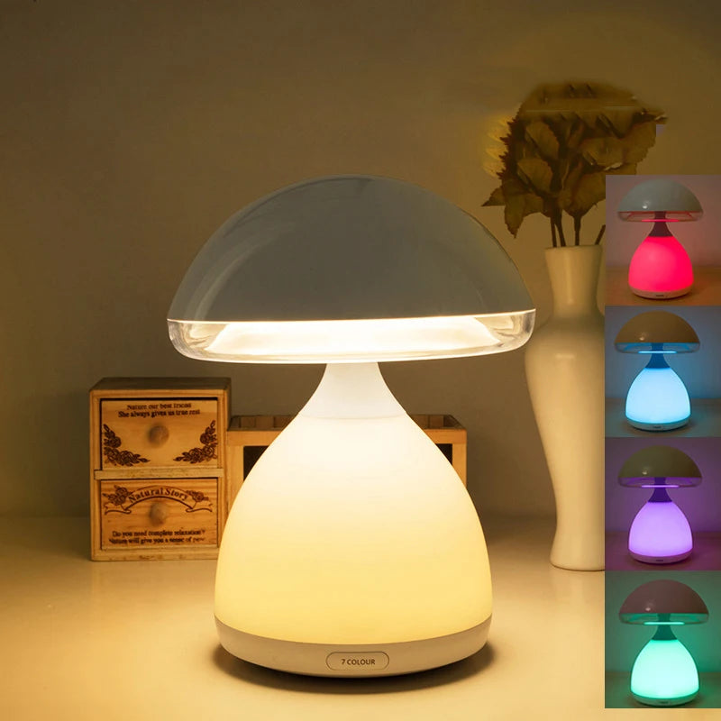 LED Mushroom Small Table Lamp Portable USB Charging Dimmable Flower Bud Lamp Bedroom Bedside Lamp