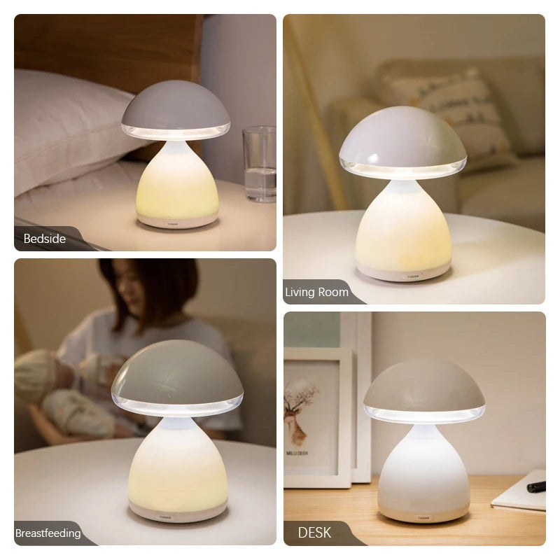 LED Mushroom Small Table Lamp Portable USB Charging Dimmable Flower Bud Lamp Bedroom Bedside Lamp