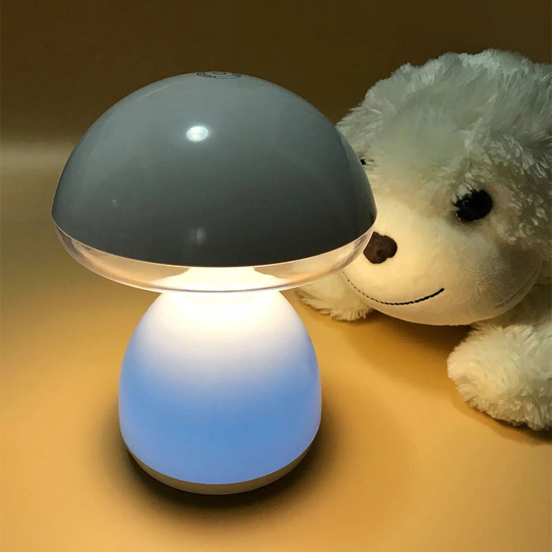 LED Mushroom Small Table Lamp Portable USB Charging Dimmable Flower Bud Lamp Bedroom Bedside Lamp