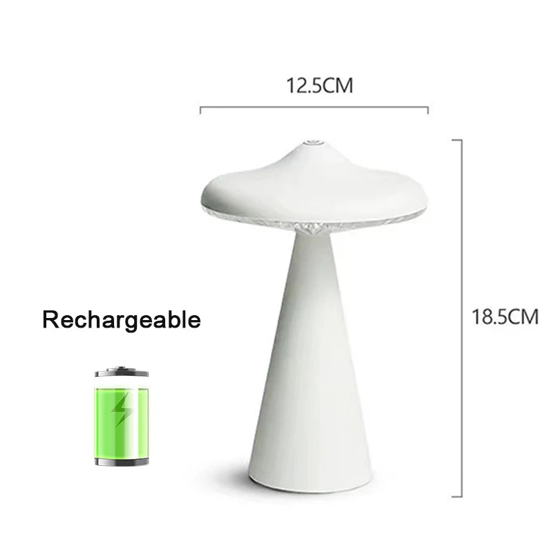 LED Mushroom Table Lamp Rechargable Night Light Portable USB Charging Touch Bedside Table Lamp Living Room Decoration Lamp