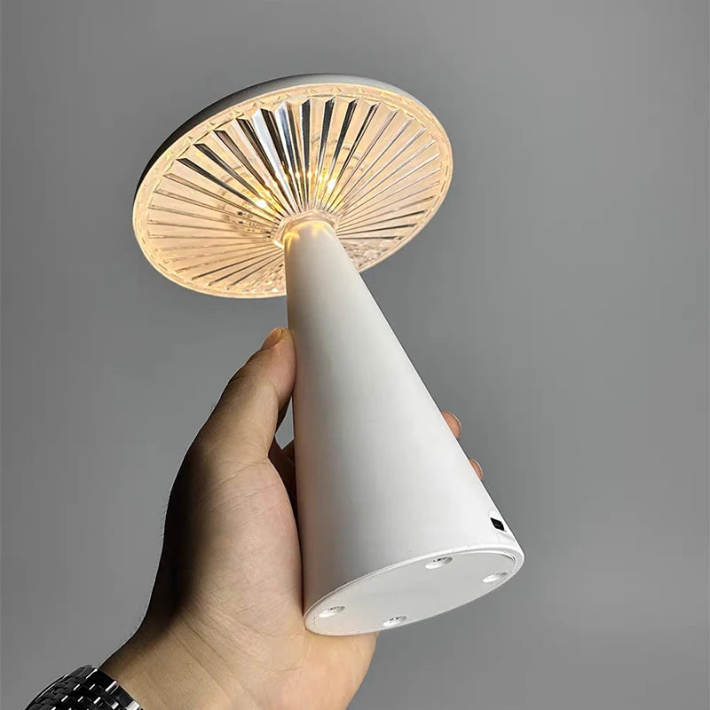 LED Mushroom Table Lamp Rechargable Night Light Portable USB Charging Touch Bedside Table Lamp Living Room Decoration Lamp