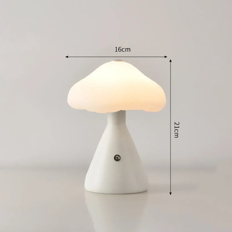 LED Mushroom Table Lamp Rechargable Night Light Portable USB Charging Touch Bedside Table Lamp Living Room Decoration Lamp