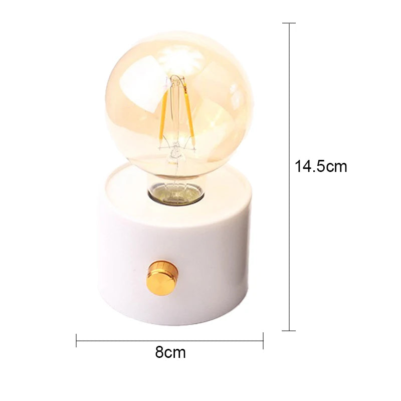 LED Night Light Battery Powered Bulb Lamp Desktop Office Light Retro Bulb Shape Night Light For Baby Room Bedroom Corridor Lamp