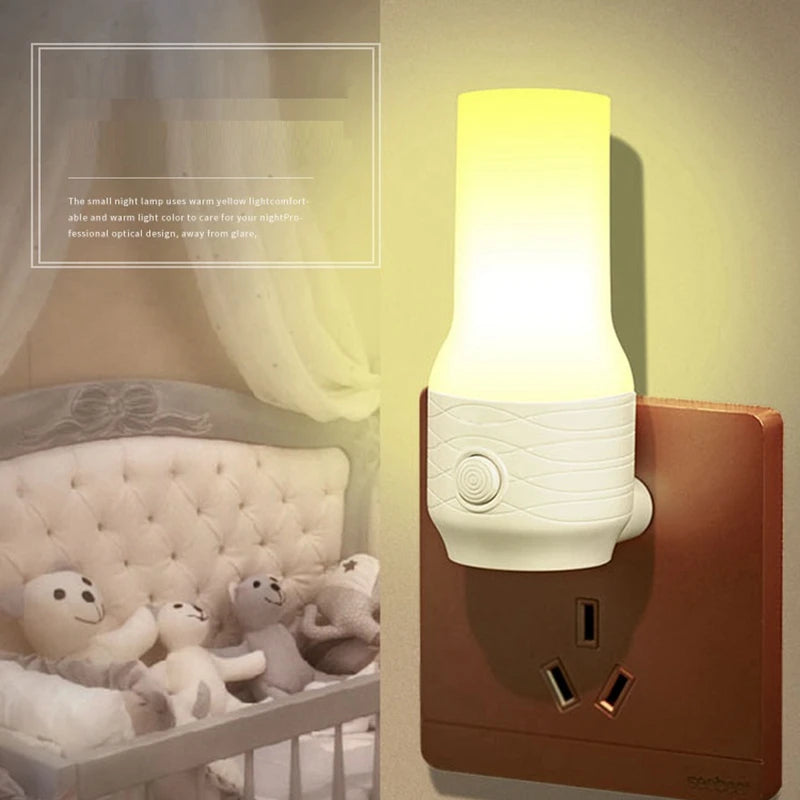 LED Night Light Indoor Wall Lamp EU US Plug-In Bedroom Bedside lamp With Switch Reading Book Light Dimming 2 colors Light