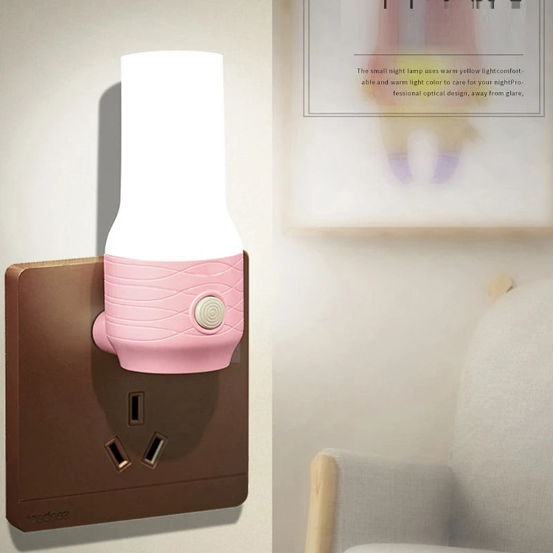 LED Night Light Indoor Wall Lamp EU US Plug-In Bedroom Bedside lamp With Switch Reading Book Light Dimming 2 colors Light