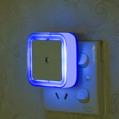 LED Night Light Mini Square Light Control Sensor Bedroom Living Room Corridor Bathroom Eye Protection EU/US Plug Night Lamp