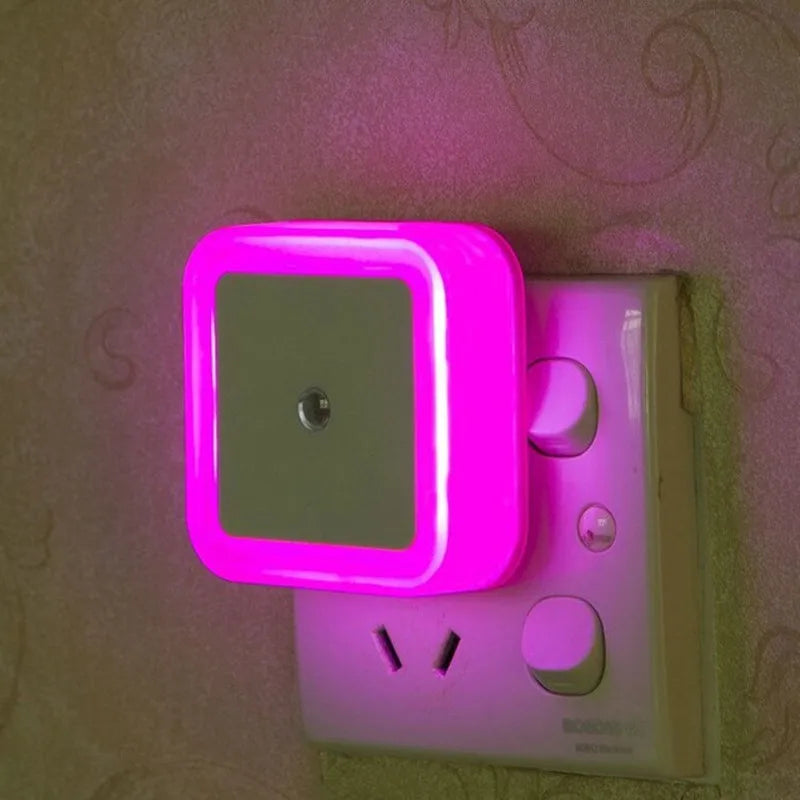 LED Night Light Mini Square Light Control Sensor Bedroom Living Room Corridor Bathroom Eye Protection EU/US Plug Night Lamp