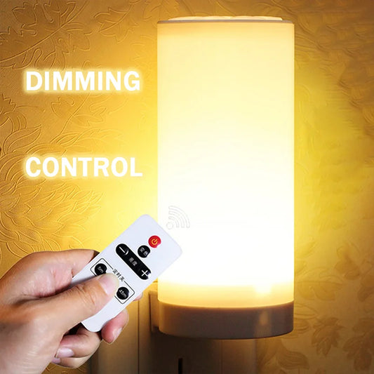 LED Night Light Stepless Dimming EU/US Plug Socket Wall Lamp With Timing Function Remote For Home Bedroom Bedside