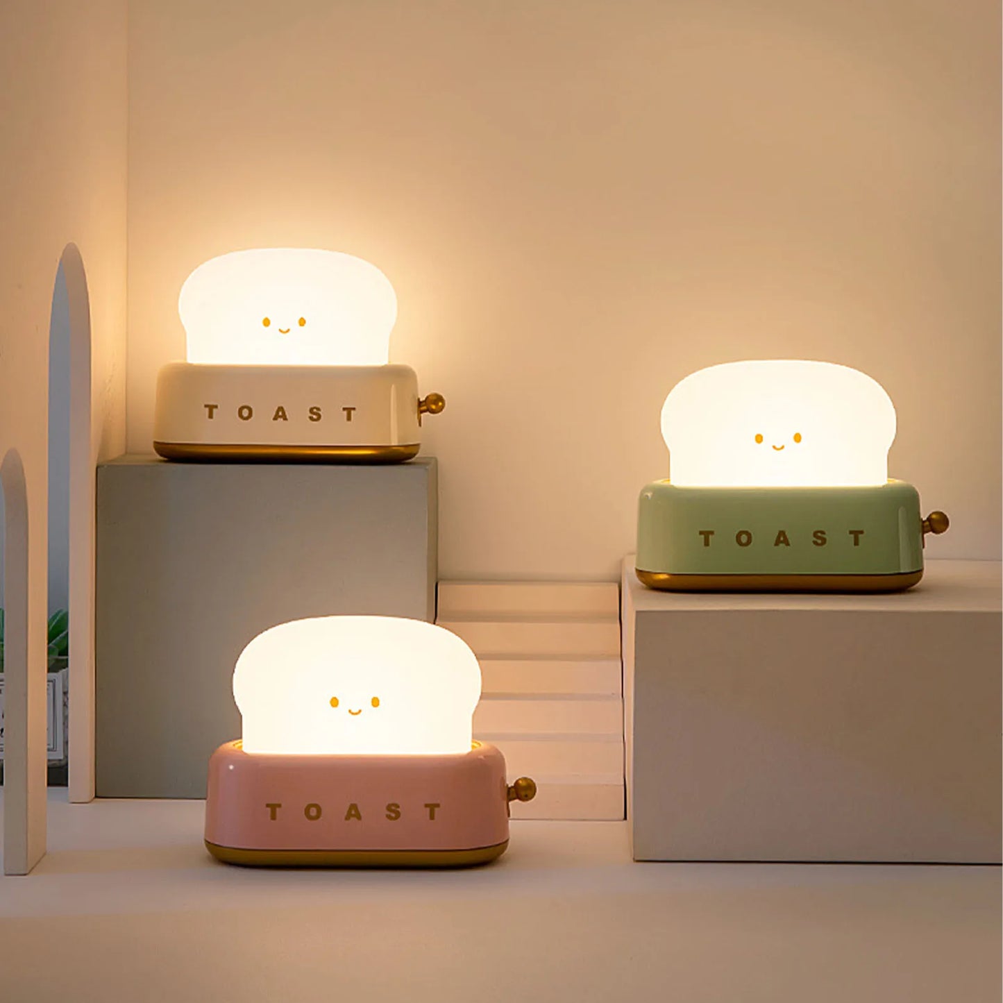 LED Night Light Toast Lamp Rechargeble Bread Maker Lights Bedroom Decoration Mood Light Sleeping Lamps Bedside Lighting