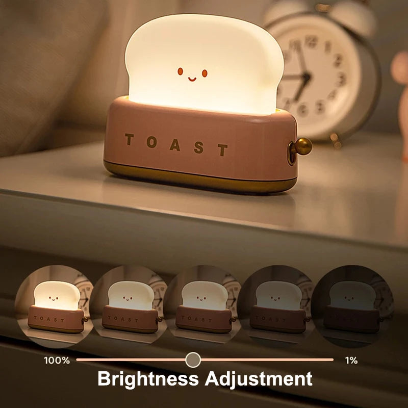 LED Night Light Toast Lamp Rechargeble Bread Maker Lights Bedroom Decoration Mood Light Sleeping Lamps Bedside Lighting